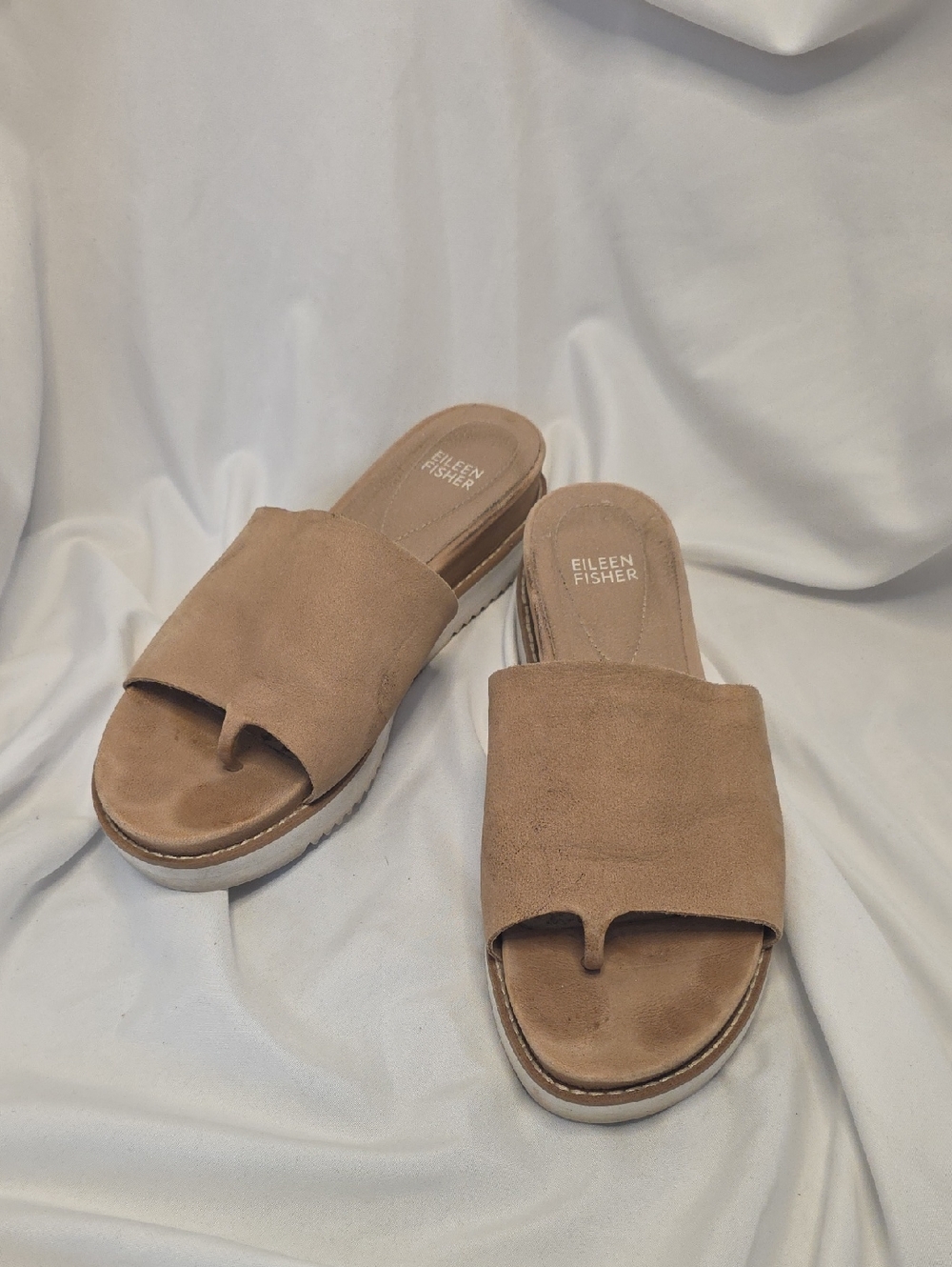 Eileen Fisher Tan Suede Slide Sandals